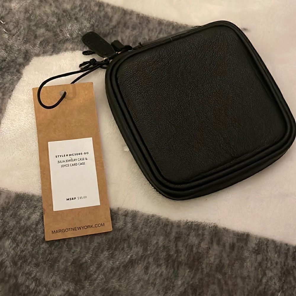 Margot new york black leather julia travel jewlerly case - Picture 1 of 4